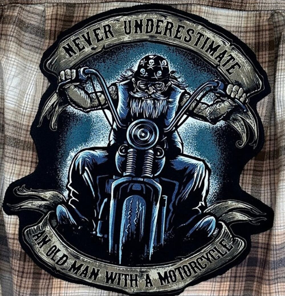 Biker Plaid Flannel Shirt Unique Never Underestimate Old Man With A Motorcycle